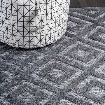 Portmany Neutral Diamond Trellis Indoor/outdoor Area Rug